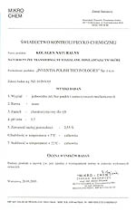 �wiadectwo Kontroli Fizyko - Chemicznej wykonane przez Zak�ad Badawczy MIKRO-CHEM.